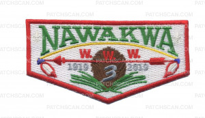Patch Scan of Heart of Virginia Council - Nawakwa Red Border Flap Acorn