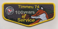 K123229 - NORTHEAST IOWA COUNCIL - TIMMEU LODGE 100 YEARS OF SERVICE (FLAP) Northeast Iowa Council #178