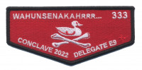 Wahunsenakah 333 Conclave 2022 flap red background Colonial Virginia Council #595