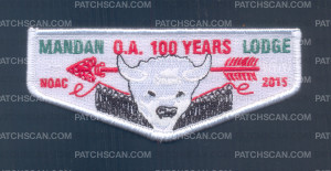 Patch Scan of K124450 - Santa Fe Trail Council - Mandan Lodge O.A. 100 Years (Flap)