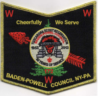 TUSCARORA 60 YEARS SHIELD GOLD Baden-Powell Council #368