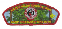 Camp Sinoquipe 1948-2018 CSP (Camp Entrance) - Yellow Border Mason-Dixon Council #221(not active) merged with Shenandoah Area Council