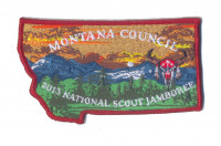 MONTANA COUNCIL - 2013 JAMBOREE STATE SHAPE PATCH (RED BORDER) Montana Council #315