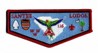Santee Lodge 116 WWW Flap Light Blue Background Pee Dee Area Council #552 - merged with Indian Waters Council #553
