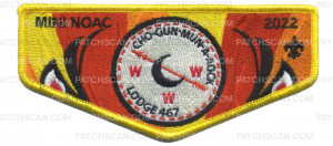 Patch Scan of CHO-GUN-MUN-A-NOCK LODGE Mini NOAC 2022 Yellow FLAP 