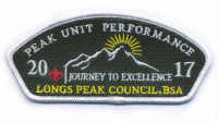 Peak Unit Performance 2017 Journey to Excellence Longs Peak Council BSA Longs Peak Council #62 merged with Greater Wyoming Council