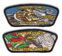 P24875A,B 2023 National Jamboree Patch Set Longhorn Council #582