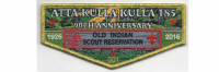 Camp Old Indian Scout Reservation 90th Anniversary Flap (PO 86340) Blue Ridge Council #551