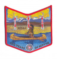 K123645 - TUPWEE 536 100 YEARS OF SERVICE - NOAC  POCKET PATCH (RED) Rocky Mountain Council #63