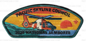 Patch Scan of Pacific Skyline Council 2026 NJ helicopter JSP green border
