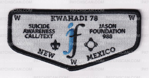 Patch Scan of Kwahadi Lodge - Conquistador Council - Jason Foundation - Suicide Awareness 2024 - Flap