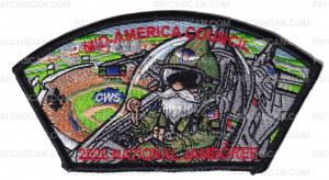 Patch Scan of Mid-Ameirica Council 2026 NJ JSP gnome in jet over Omaha