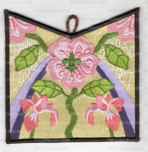 Patch Scan of Shawnee Lodge 2027 NOAC pocket patch dark brown border