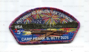Patch Scan of Pathway to Adventure Council Camp Frank S. Betz 2026 CSP rwb border