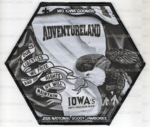 Patch Scan of Mid-Iowa Council 2026 National Jamboree Art Set (Center) Ghosted