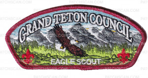 Patch Scan of Grand Teton Council Eagle Scout CSP red metallic border