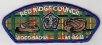 X169563A RED RIDGE COUNCIL WOOD BADGE (fake csp plaid) ClassB	