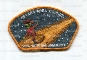 Patch Scan of Nevada Area Council 2026 Jamboree JSP alien surfing
