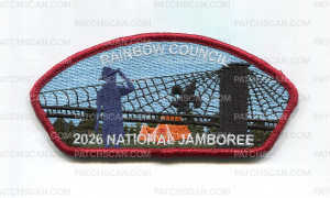 Patch Scan of Rainbow Council 2026 NJ Scout with bridge JSP red border