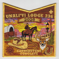 Unali'yi 236 2026 Cornerstone Conclave pocket patch pale orange border Coastal Carolina Council #550