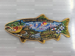 Patch Scan of Scouting Colorado 2026 Jamboree Fish Back Patch (Glow)