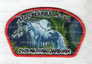 Patch Scan of Dan Beard Council 2026 Jamboree (CSP/Unicorn) Red