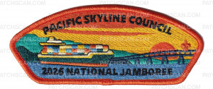 Patch Scan of Pacific Skyline Council 2026 NJ container ship JSP orange border